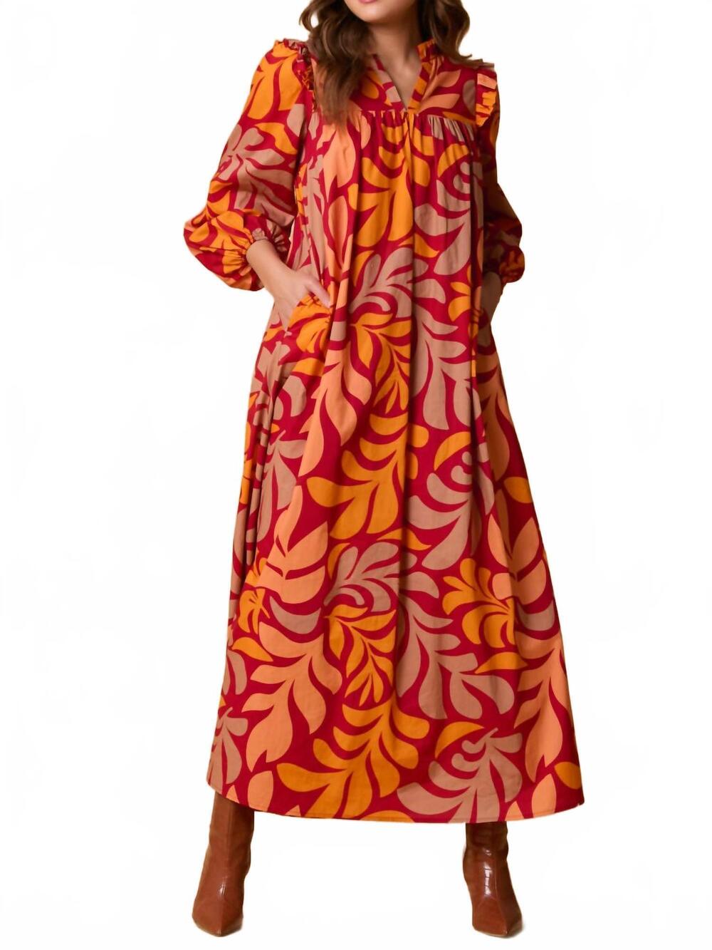 NEW FANTASTIC FAWN printed maxi dress in multi